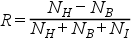 R = (NH - NB) / (NH + NB + NI)